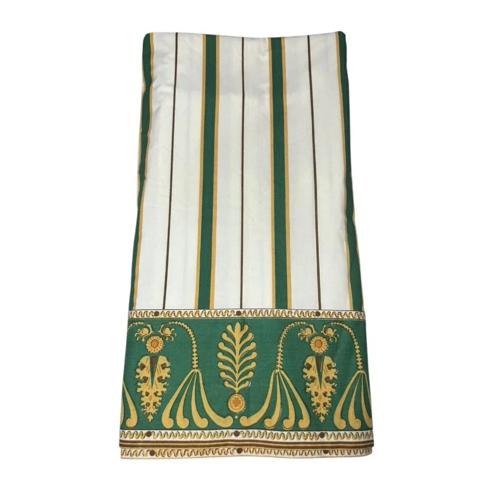 Yves Saint Laurent Queen Flat Sheet YSL Vintage 1977 Green Stripe Regal Bedding